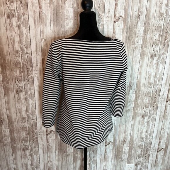 Talbots Black/Tan Long Sleeve Boat Neck Shirt size Medium - Picture 4 of 5